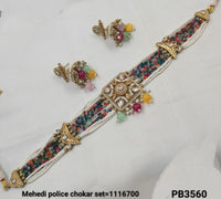 Antique Gold Plated Fancy Choker Necklace Set