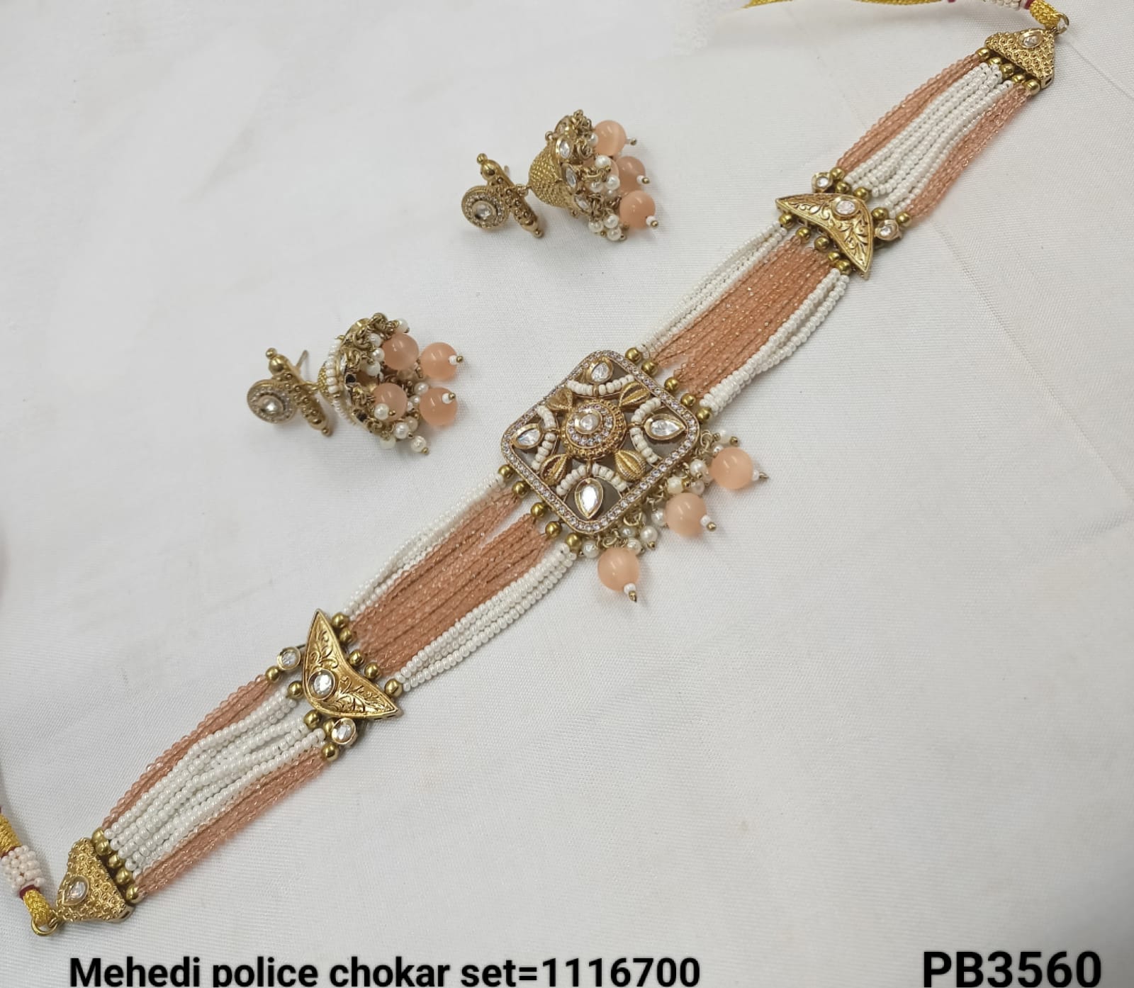 Antique Gold Plated Fancy Choker Necklace Set