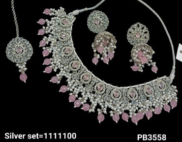 Silver Plated Choker Necklace Set