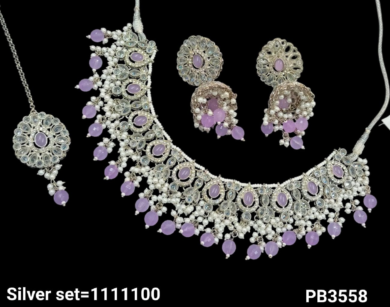 Silver Plated Choker Necklace Set