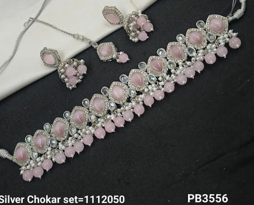 Silver Plated Choker Necklace Set
