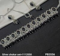 Silver Plated Choker Necklace Set