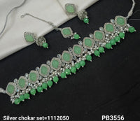 Silver Plated Choker Necklace Set