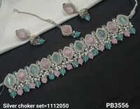 Silver Plated Choker Necklace Set