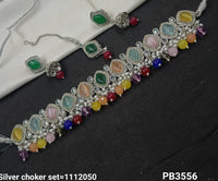 Silver Plated Choker Necklace Set