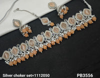 Silver Plated Choker Necklace Set