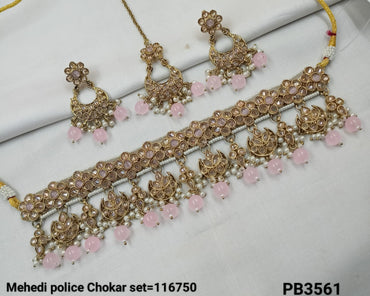 Antique Gold Plated Fancy Choker Necklace Set