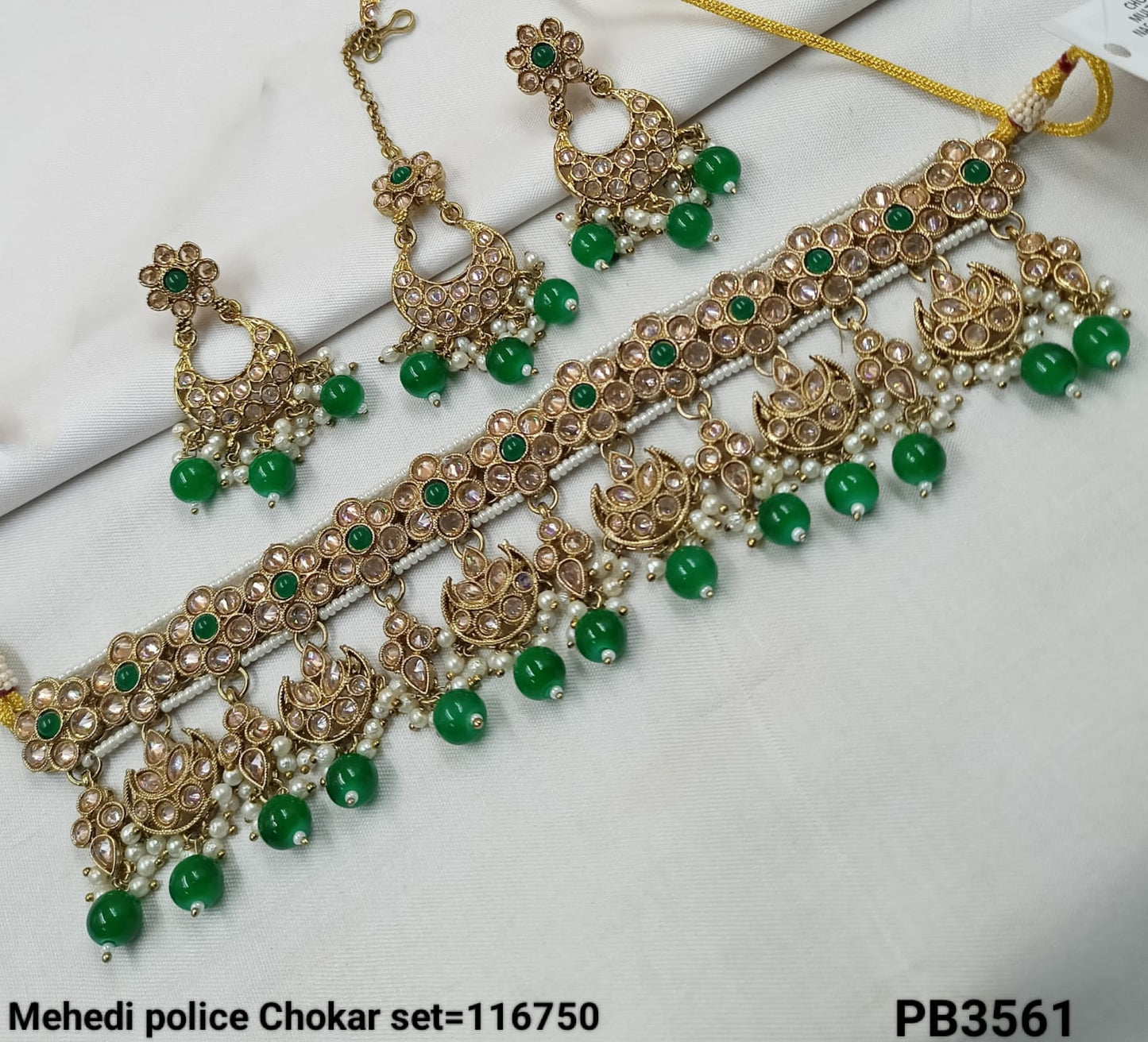 Antique Gold Plated Fancy Choker Necklace Set