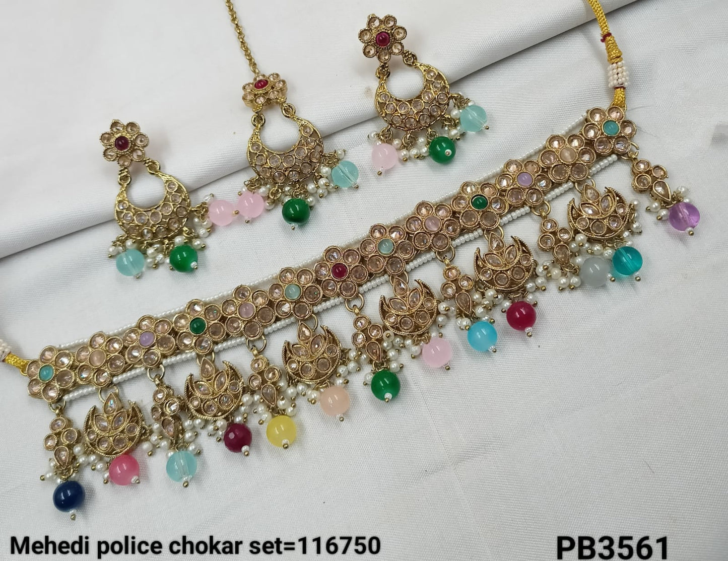 Antique Gold Plated Fancy Choker Necklace Set