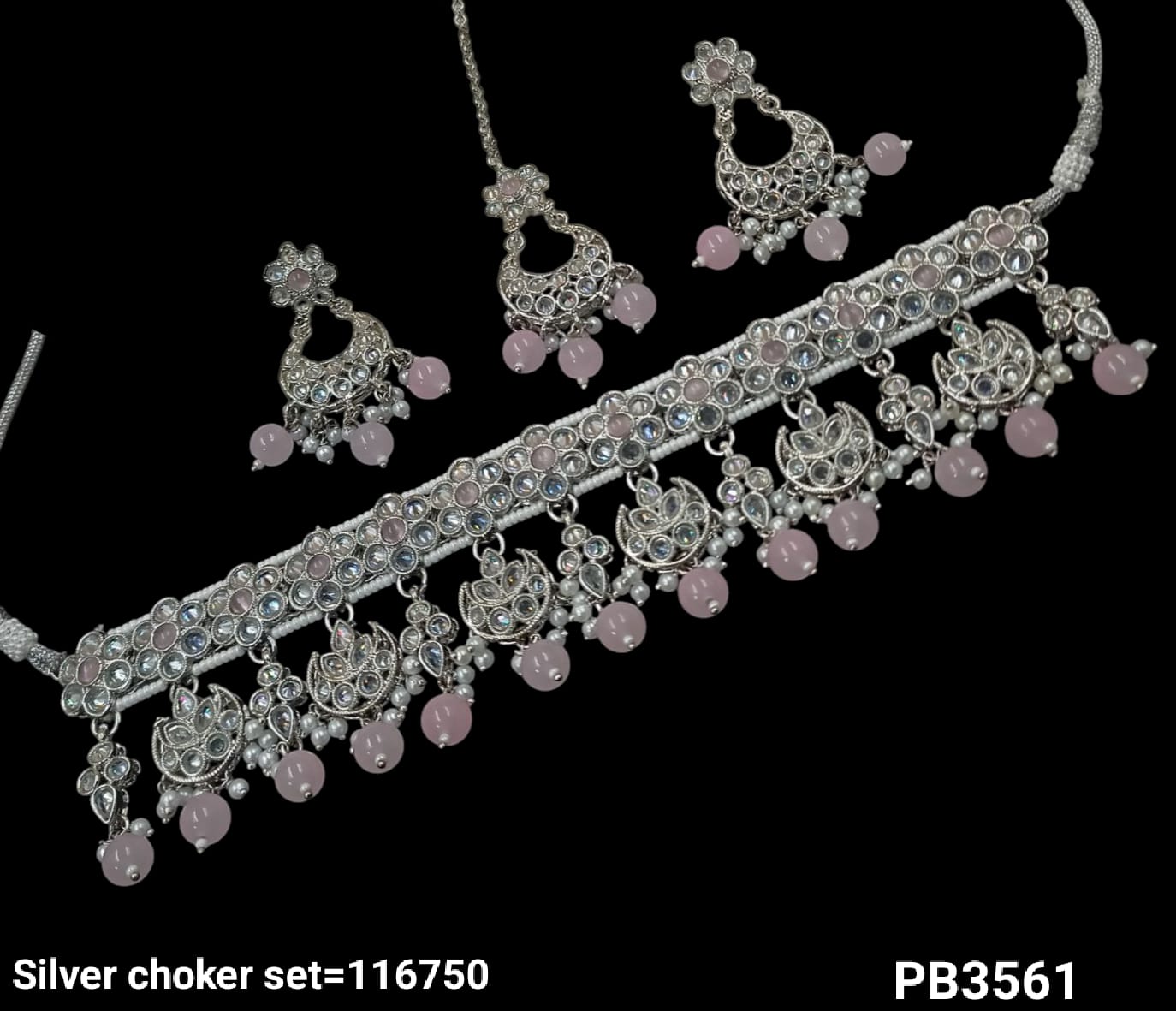 Silver Plated Fancy Choker Necklace Set