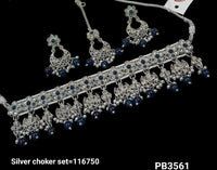 Silver Plated Fancy Choker Necklace Set