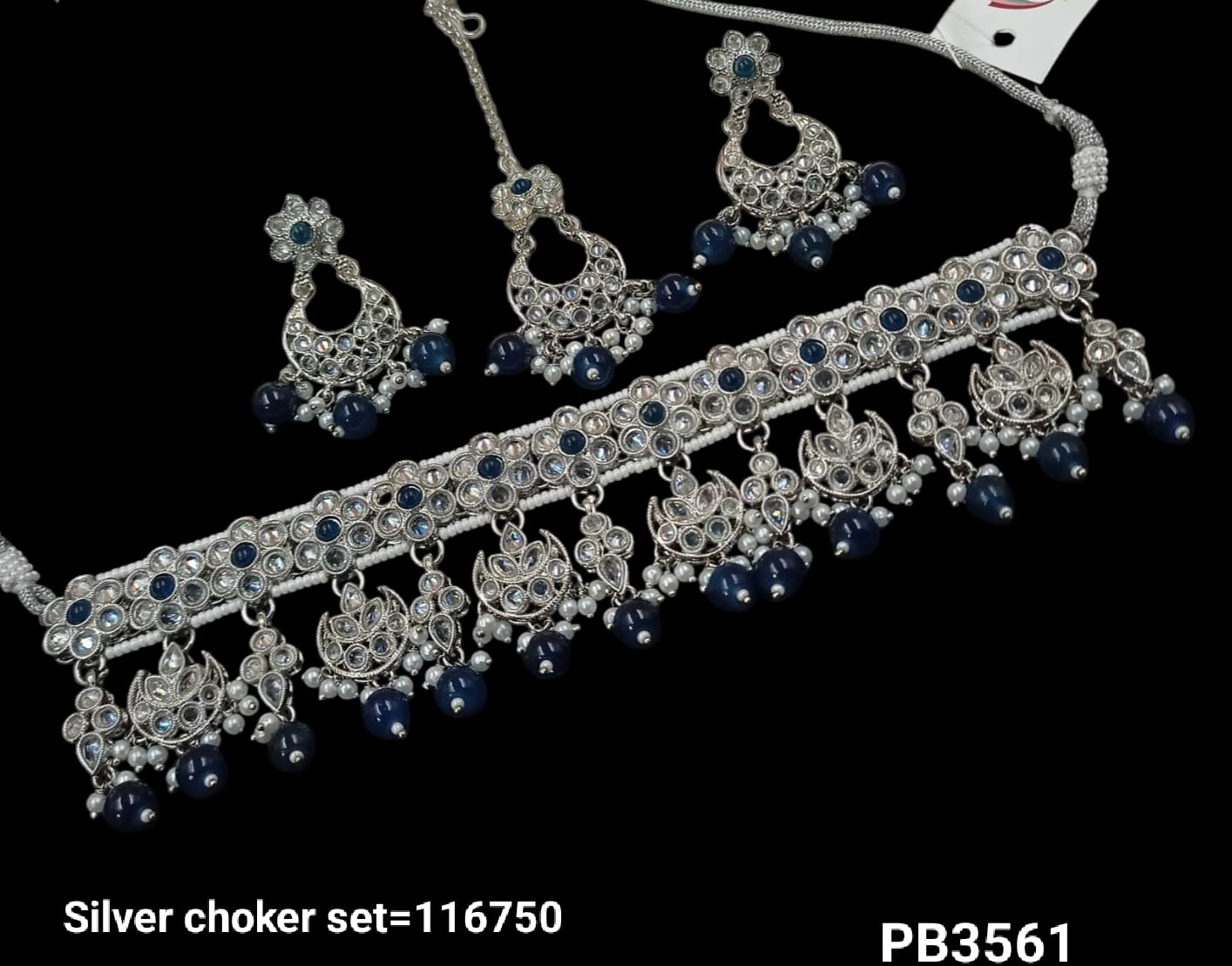 Silver Plated Fancy Choker Necklace Set