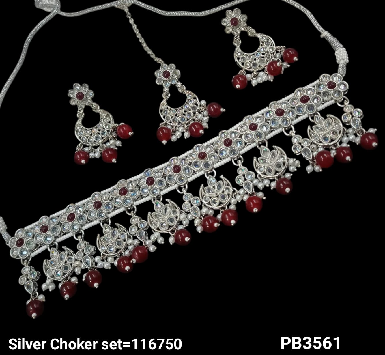 Silver Plated Fancy Choker Necklace Set