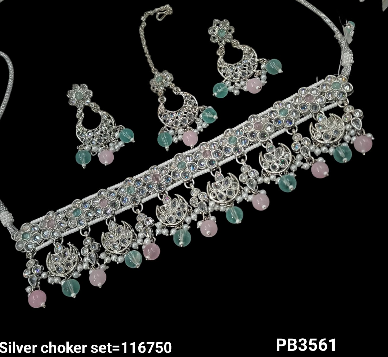 Silver Plated Fancy Choker Necklace Set