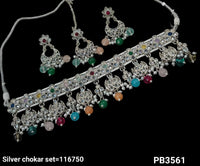 Silver Plated Fancy Choker Necklace Set