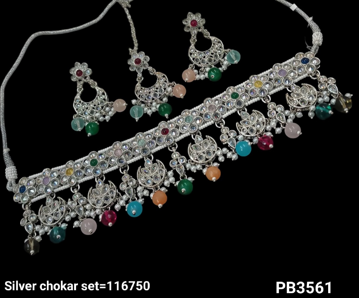 Silver Plated Fancy Choker Necklace Set