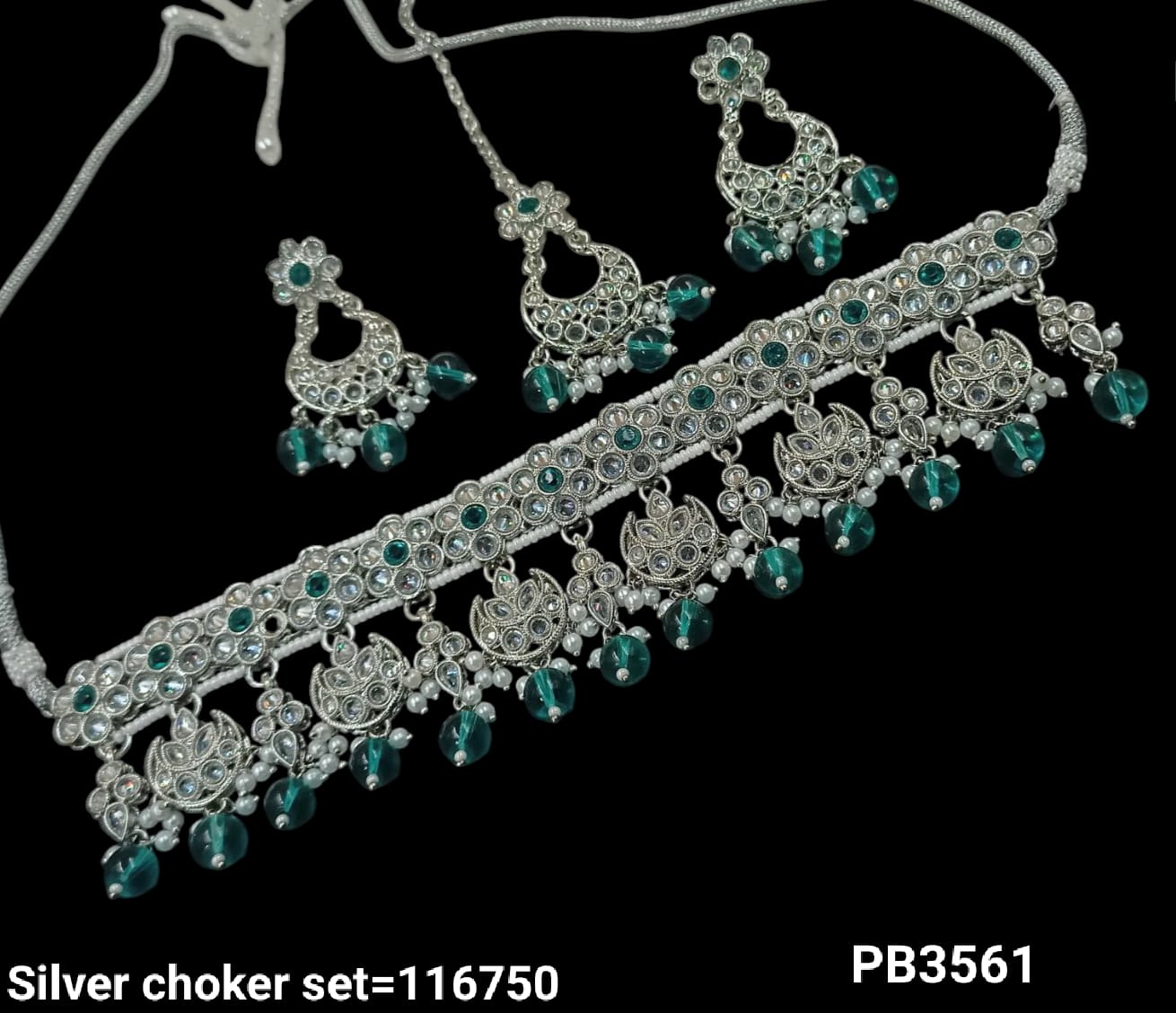 Silver Plated Fancy Choker Necklace Set