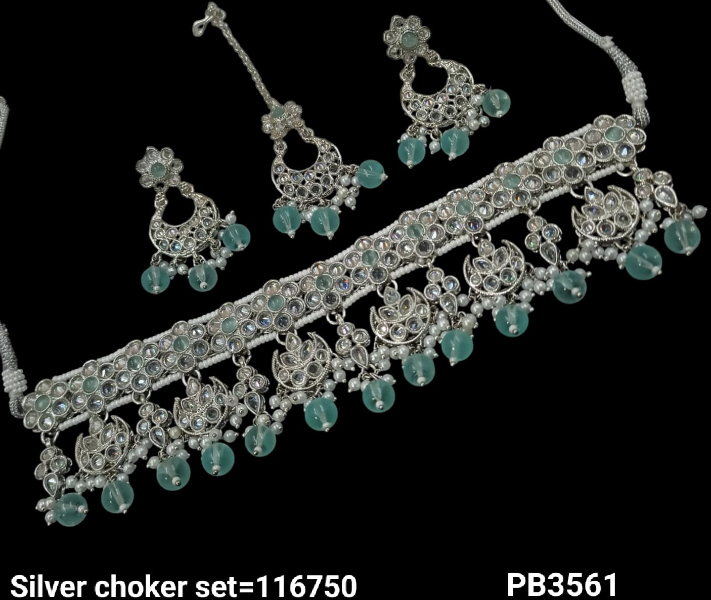 Silver Plated Fancy Choker Necklace Set