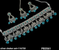 Silver Plated Fancy Choker Necklace Set
