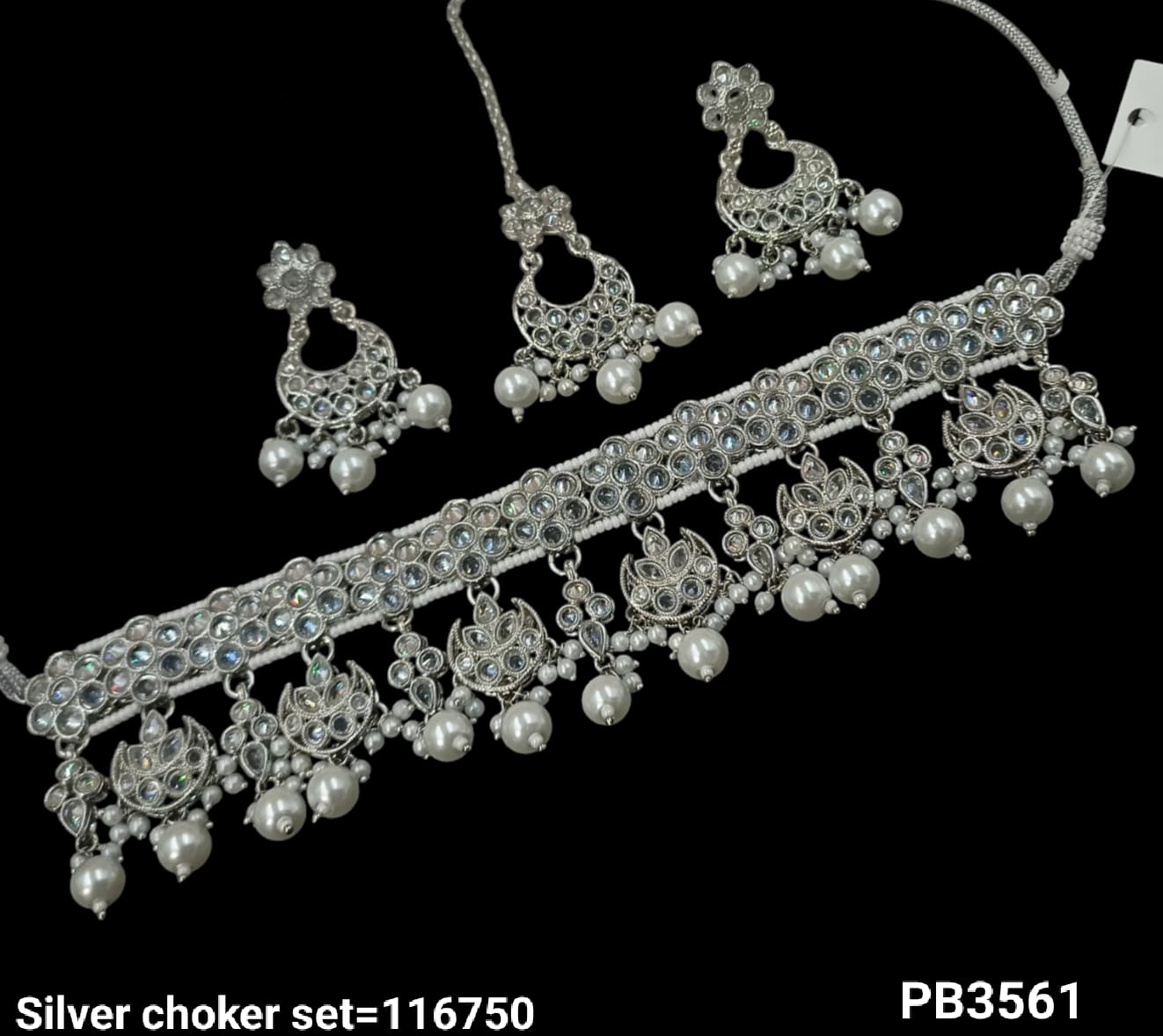 Silver Plated Fancy Choker Necklace Set