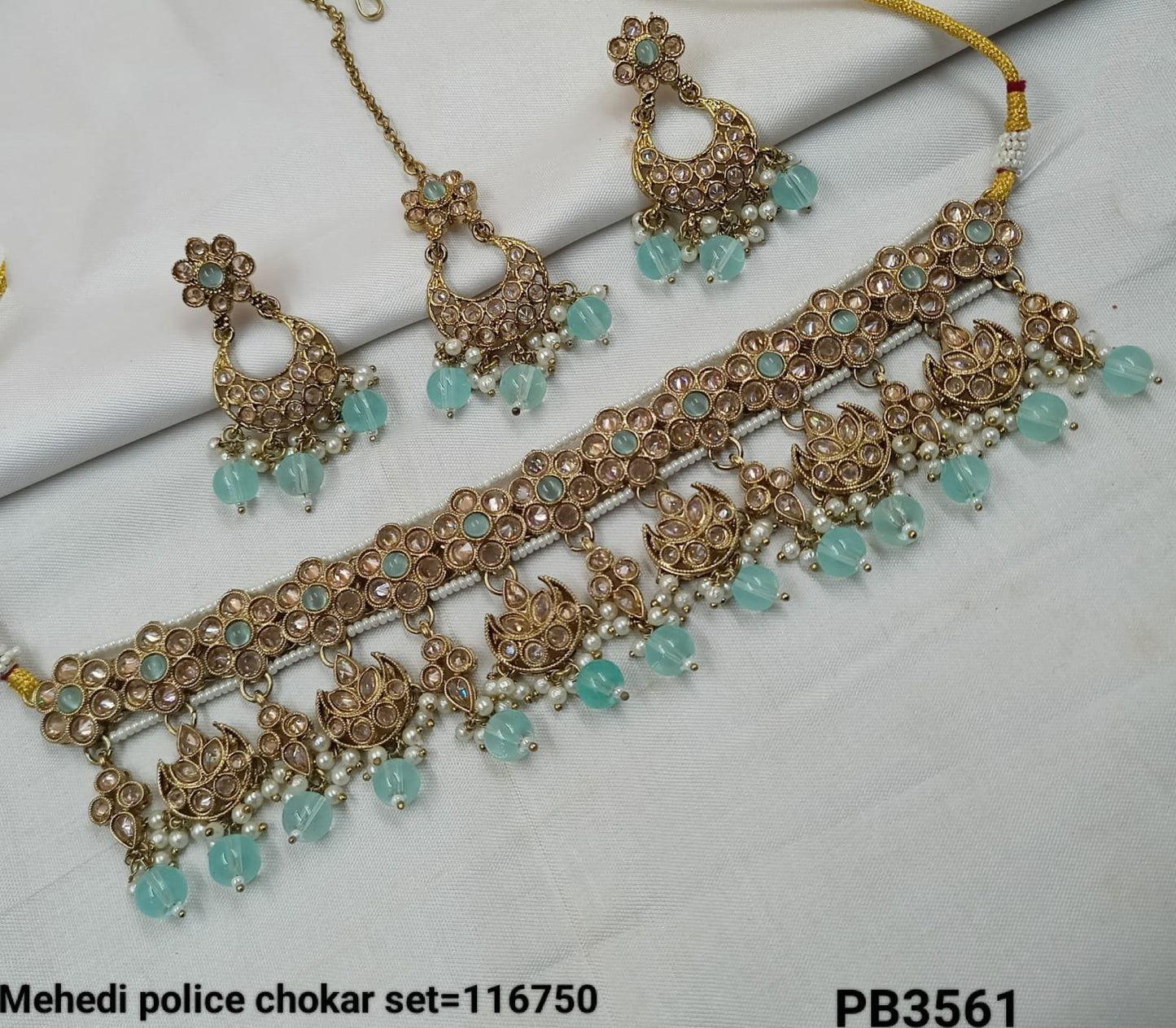 Antique Gold Plated Fancy Choker Necklace Set