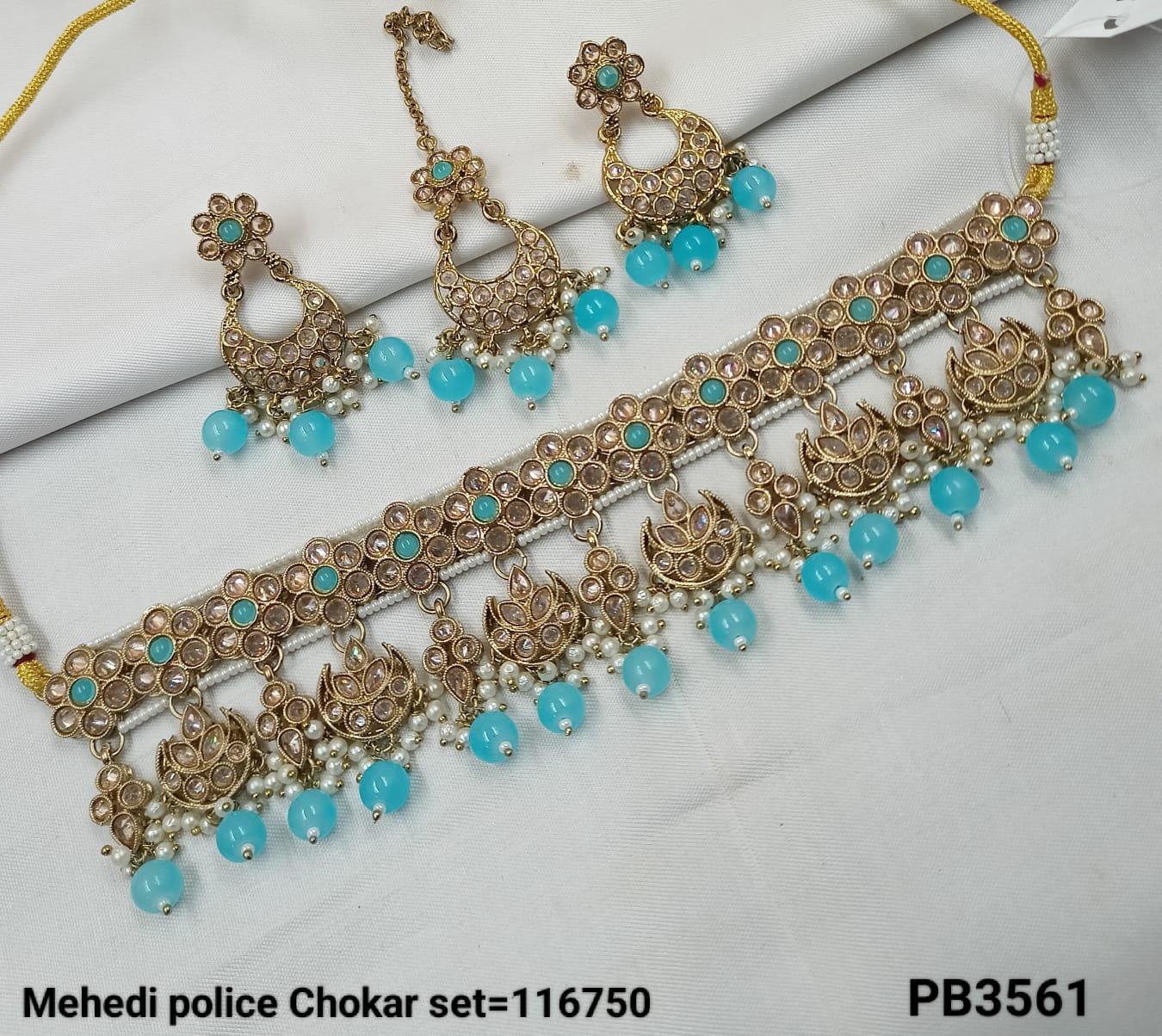 Antique Gold Plated Fancy Choker Necklace Set