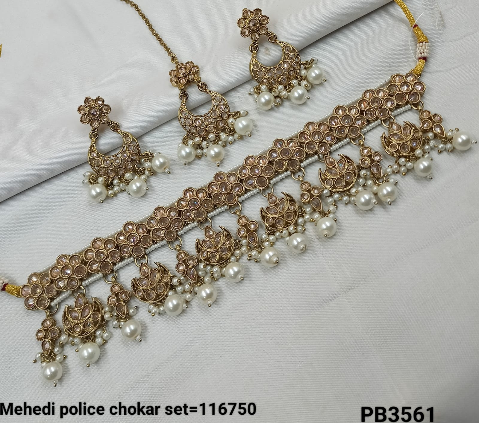 Antique Gold Plated Fancy Choker Necklace Set