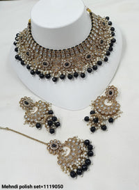 Traditional CZ Bridal Jewelry Set – Necklace, Earrings & Maang Tikka