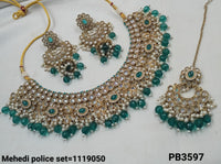 Traditional CZ Bridal Jewelry Set – Necklace, Earrings & Maang Tikka