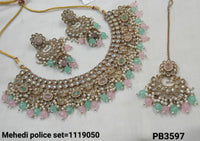 Traditional CZ Bridal Jewelry Set – Necklace, Earrings & Maang Tikka