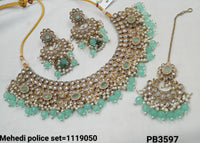 Traditional CZ Bridal Jewelry Set – Necklace, Earrings & Maang Tikka