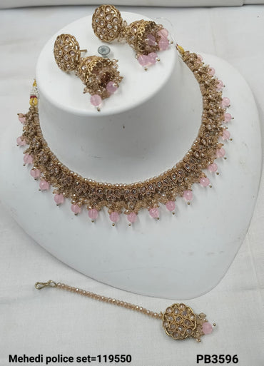 Fancy Antique Gold Plated Choker Jewellery Set