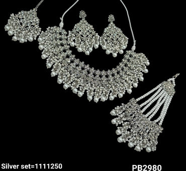 Fancy Silver Plated Choker Necklace Set