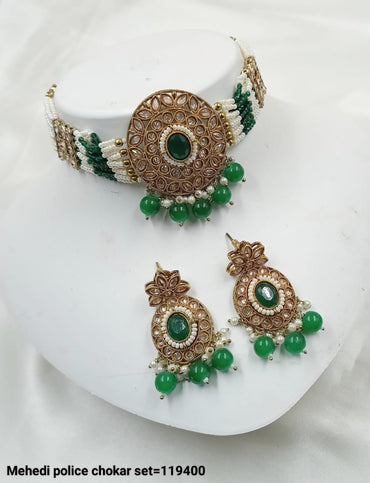 Traditional Antique Gold Plated Choker Necklace Set