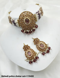 Traditional Antique Gold Plated Choker Necklace Set