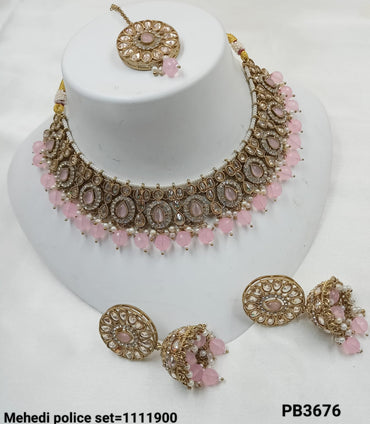 Fancy Antique Gold Plated Choker Necklace Set
