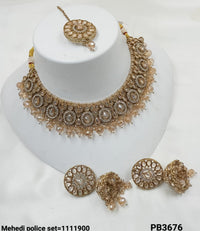 Fancy Antique Gold Plated Choker Necklace Set