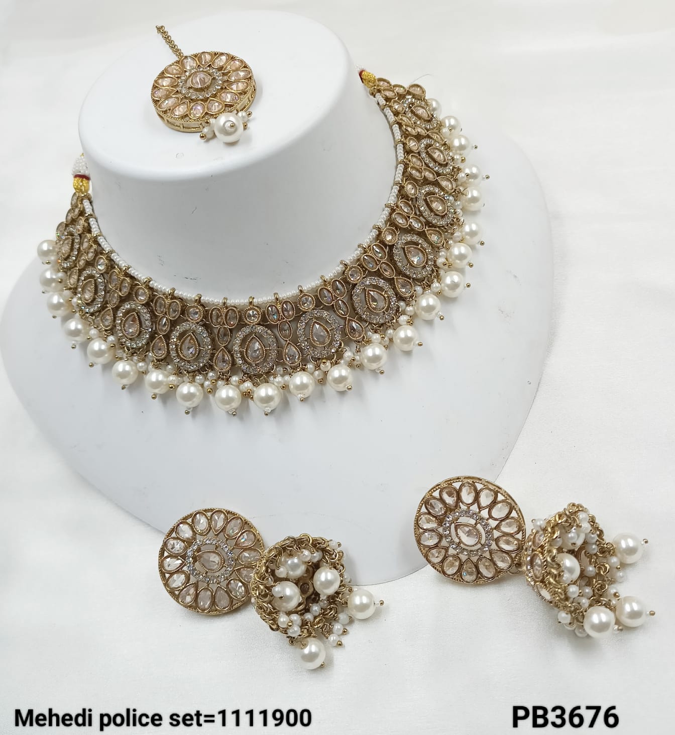 Fancy Antique Gold Plated Choker Necklace Set