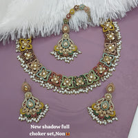 Elegant Shadow Full Choker Set with Earrings & Maang Tikka – Lucentemarket