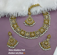 Elegant Shadow Full Choker Set with Earrings & Maang Tikka – Lucentemarket