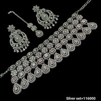 Silver Plated Fancy Choker Necklace Set