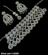 Silver Plated Fancy Choker Necklace Set