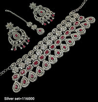 Silver Plated Fancy Choker Necklace Set