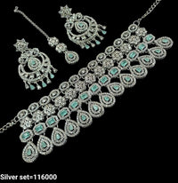 Silver Plated Fancy Choker Necklace Set