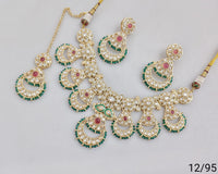 Traditional Bridal Necklace Set with Earrings and Maang Tikka – Stone Embellished Design