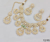 Traditional Bridal Necklace Set with Earrings and Maang Tikka – Stone Embellished Design