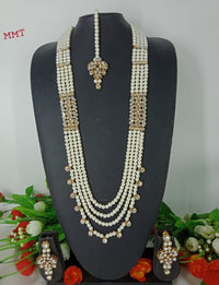Maroon Crystal Bead Long Necklace Multi-Strand Set