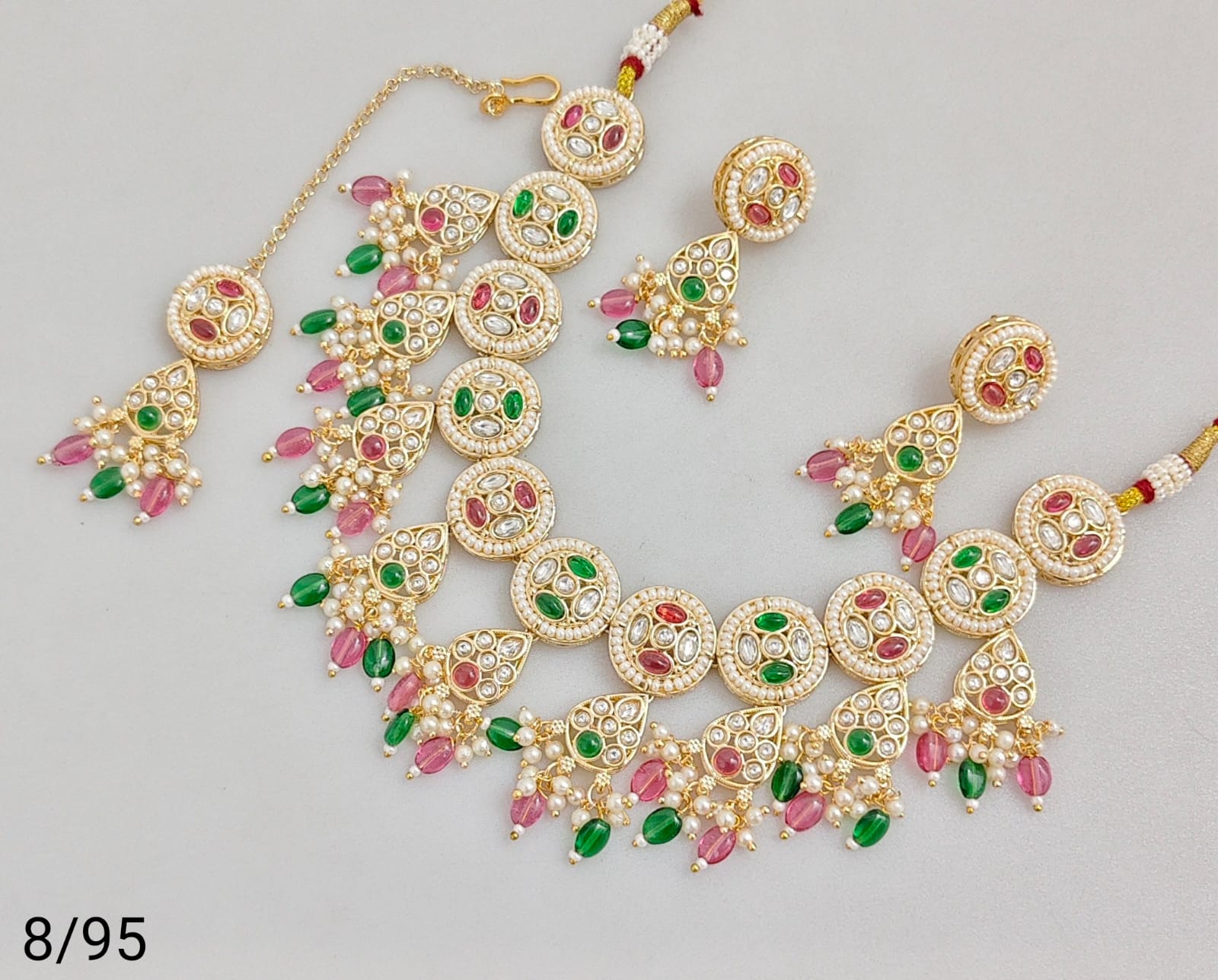 Elegant CZ & Pearl Statement Necklace Set – Traditional Indian Jewelry