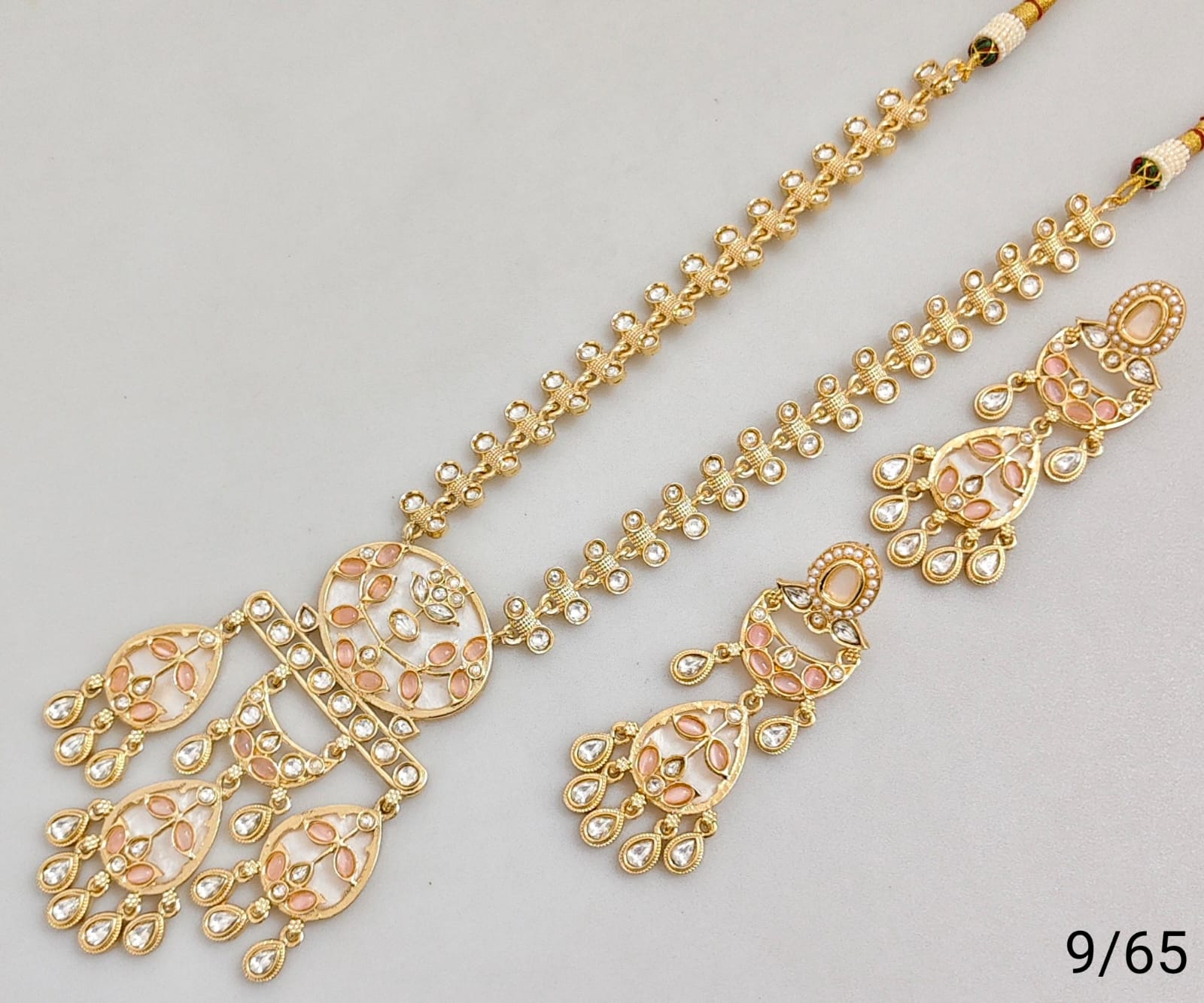 Elegant Gold Plated Necklace & Earrings Set – Traditional Indian Jewelry with Intricate Stonework