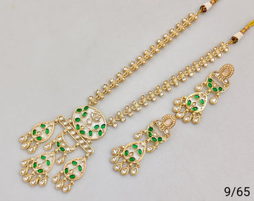 Elegant Gold Plated Necklace & Earrings Set – Traditional Indian Jewelry with Intricate Stonework